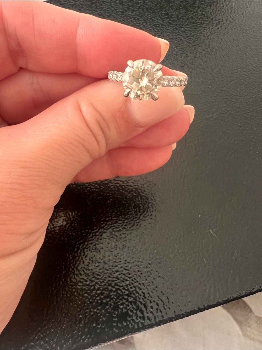 2.07 ct Round Solitaire Diamond Engagement Ring with Diamond Band - Platnium